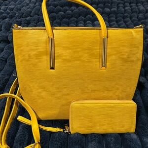 Yellow Tote Bag and Wallet Set